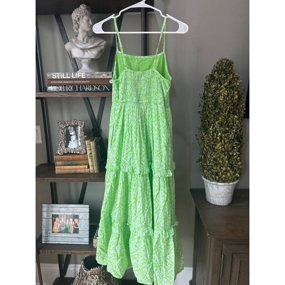 BANJANAN Hazel Tile Print Midi Dress Green Womens Size Small - Picture 6 of 8